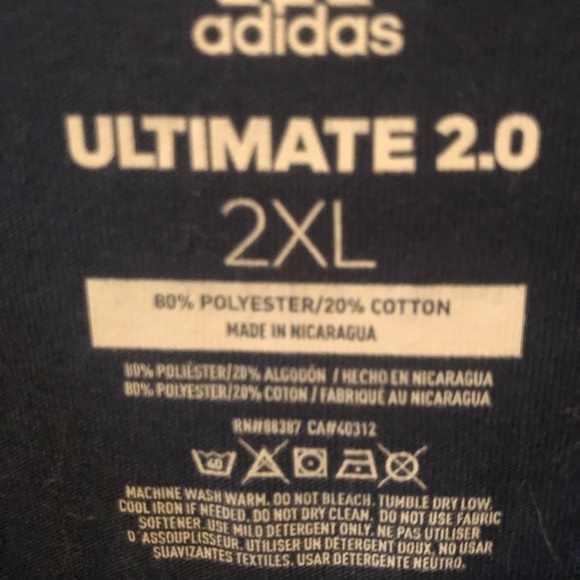 Adidas Ultimate 2.0 V Neck Tee Size 2XL Navy Short Sleeve Casual Every Day Light - Picture 4 of 4